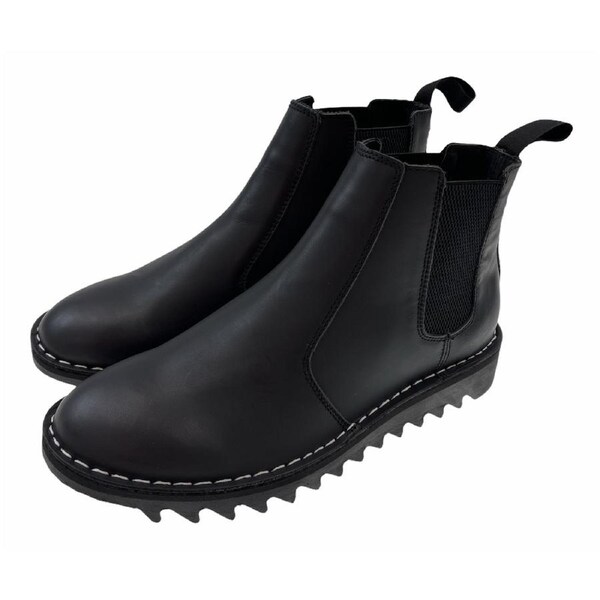 Ripple Sole Mens Ducatti Chelsea Desert Boots Leather Shoes Slip On - Black US 10 (EU 43)