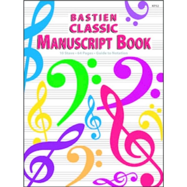 Bastien Classic Manuscript Book 10 Staves 64 Tear-Out Pages