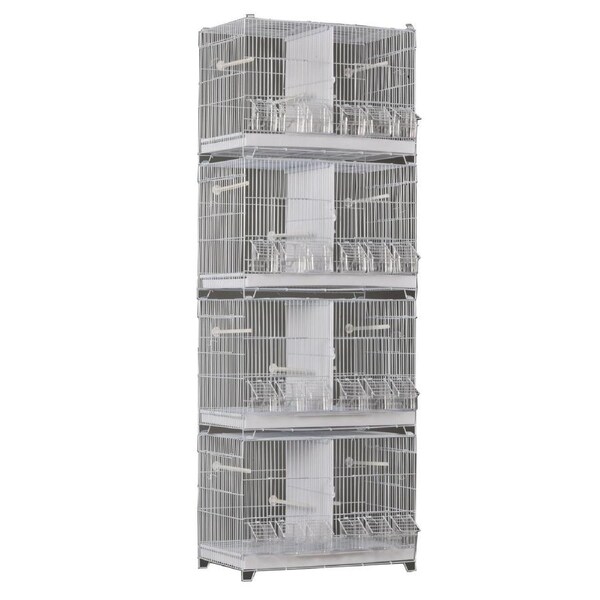 Set of 4 Stackable Breeding Bird Cage for Canary Finch Small Birds White