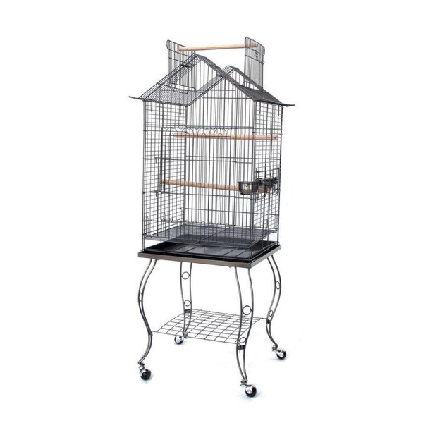 Bird Parrot Cage with Stand Cockatiel Amazon African Grey Caique Conure black