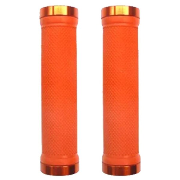 Trigram Lock-on Bike Grips Kraton Rubber 130mm with 2 side lock rings Orange