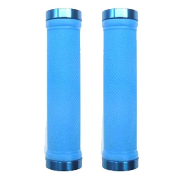 Trigram Lock-on Bike Grips Kraton Rubber 130mm with 2 side lock rings Blue