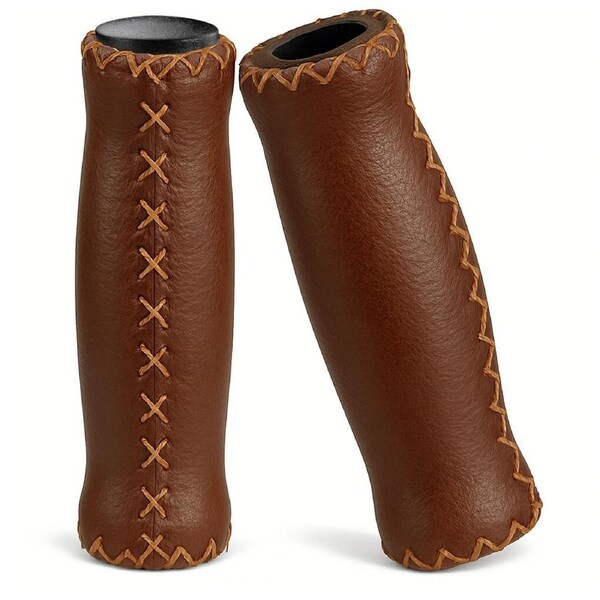 CyclingDeal MTB Bike Grips Bicycle Handlebar Grips - MTB Grips Bike Handlebar Grips Great for Beach Cruiser - Soft Cushioned Thick Vinyl 125mm - Brown