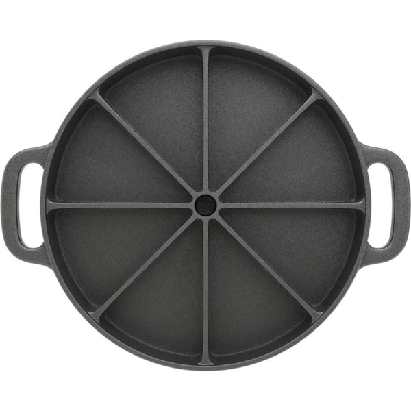 SOGA 21.5CM Round Cast Iron Baking Wedge Pan Cornbread Cake 8-Slice Baking Dish with Handle