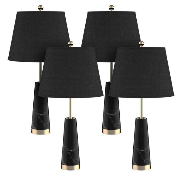 SOGA 4X 68cm Black Marble Bedside Desk Table Lamp Living Room Shade with Cone Shape Base