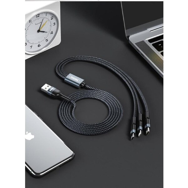 Phone Cable Remax 3 in1 Lightning Micro USB Type-C Fast Charge Cable Black
