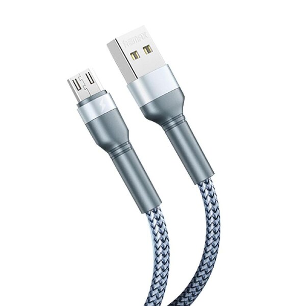Phone cable REMAX Micro USB Aluminum Alloy Braided 2.4A data cable Silver