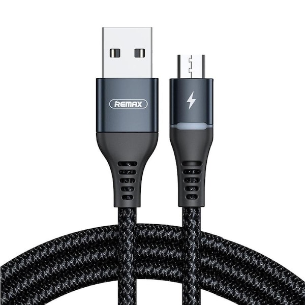 Phone Cable Remax Micro USB 2.4A Safe Fast Charge with Colorful LED Light Black