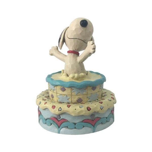 Peanuts by Jim Shore - Snoopy Jumping Out Birthday Cake - Surprise!