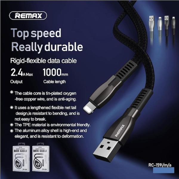 Phone Cable Gonro Series Type-C 2.4A Rigid Flexible Durable Data Cable Silver