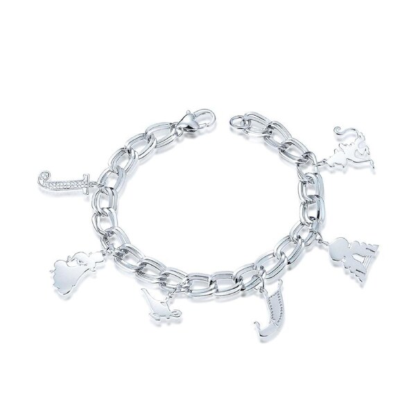 Couture Kingdom - Disney - Aladdin Princess Jasmine Charm Bracelet White Gold