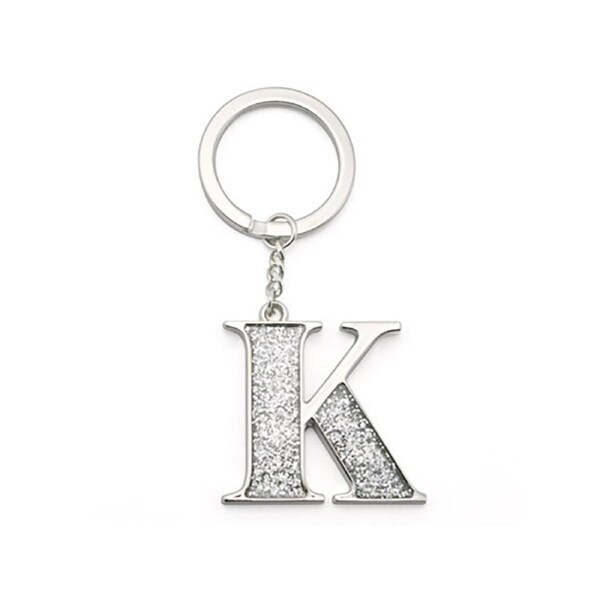 Whitehill Keyrings - Silver Glitter Keyring "K"
