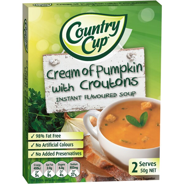 Country Cup Instant Soup Cream Of Pumpkin With Croutons 2 Pack