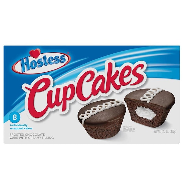8pc Hostess 360g Frosted Chocolate Cupcakes w/ Cream Filling Sweets/Muffin