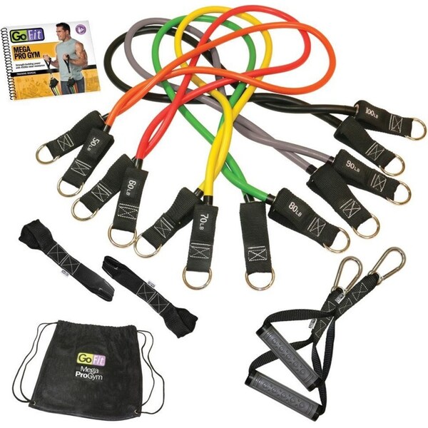GoFit Mega Pro Portable Gym/Sports Fitness Training Workout Resistance Tubes Set