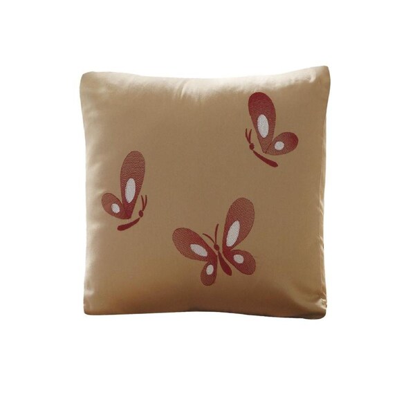 Fan Butterfly Embroidery Filled Cushion
