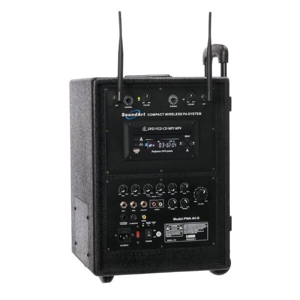 SoundArt 65 Watt Rechargeable Wireless PA System with DVD Player