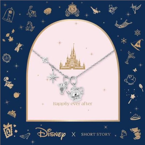 Disney x Short Story Necklace Chip And Mrs Potts - Silver
