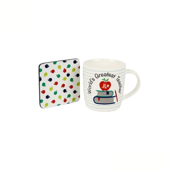 Ladelle World's Greatest Teacher Mug & Coaster - Teacher Appreciation Gift