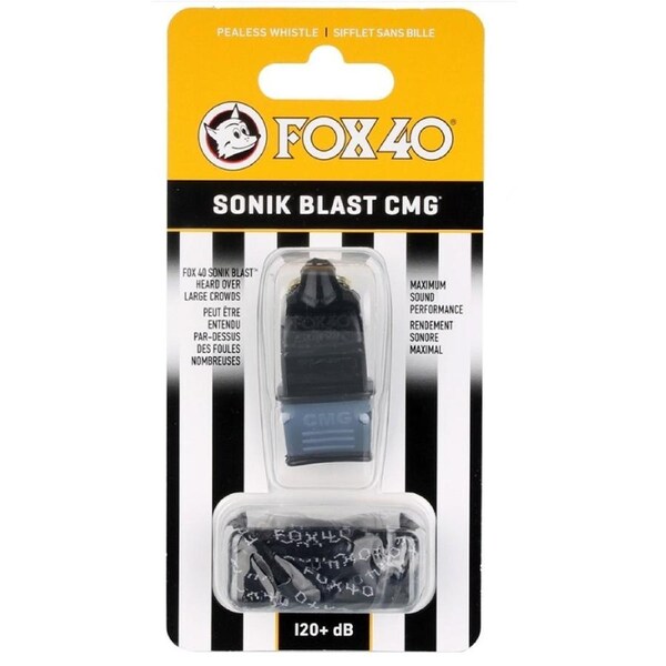 Fox 40 Sonik Blast CMG Pealess Whistle Outdoor Safety Referee Sports - Black