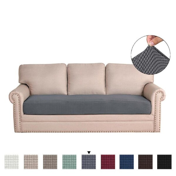 Stretch Sofa Seat Cushion Cover Easy Fit Non Slip Soft Thick 1/2/3 Seat Cover Black / 1-Seat Cover (50-60cm)