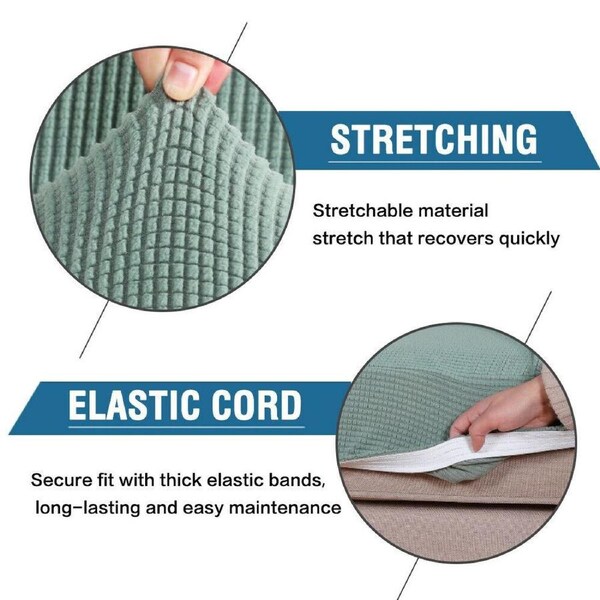 Stretch Sofa Seat Cushion Cover Easy Fit Non Slip Soft Thick 1/2/3 Seat Cover Sage / 2-Seat Cover (100-110cm)