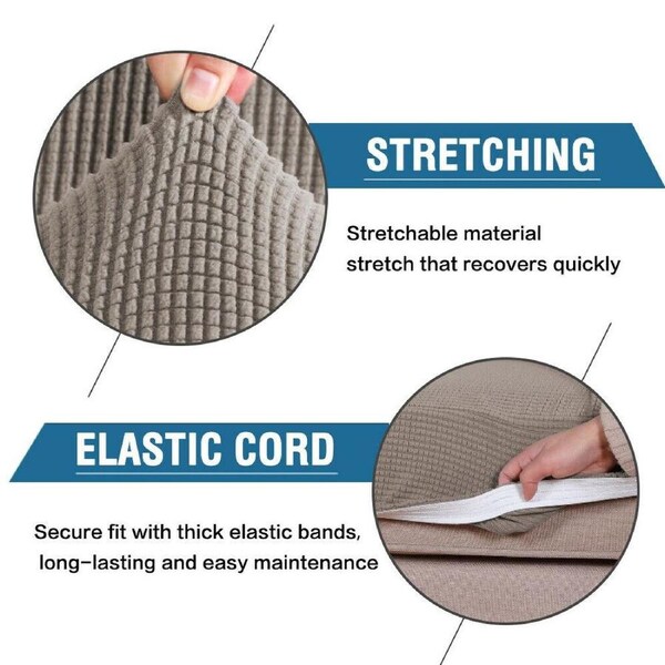 Stretch Sofa Seat Cushion Cover Easy Fit Non Slip Soft Thick 1/2/3 Seat Cover Taupe / 1-Seat Cover (50-60cm)