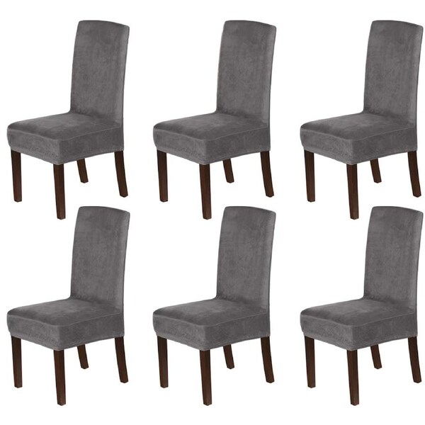 Thick Velvet Dining Chair Covers Slip Covers Dining Room Chairs Cover 2/4/6 Pack Taupe / 2 Pieces