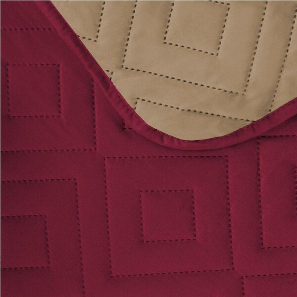 Sofa Covers Couch Covers Water Repellent Slip Covers Soft Thick Quilted for Pets Burgundy/Tan / Recliner chair: D200cm x W173cm