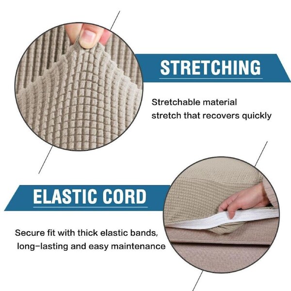 Stretch Sofa Seat Cushion Cover Seat Cover for Couch Slip Cover for Sofa Cushion Sand / 3-Seat Cover (155-170cm)