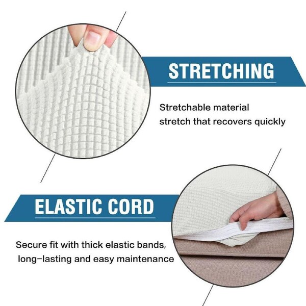 Stretch Sofa Seat Cushion Cover Seat Cover for Couch Slip Cover for Sofa Cushion Ivory / 3-Seat Cover (155-170cm)