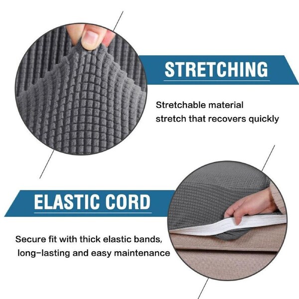 Stretch Sofa Seat Cushion Cover Seat Cover for Couch Slip Cover for Sofa Cushion Grey / 1-Seat Cover (50-60cm)