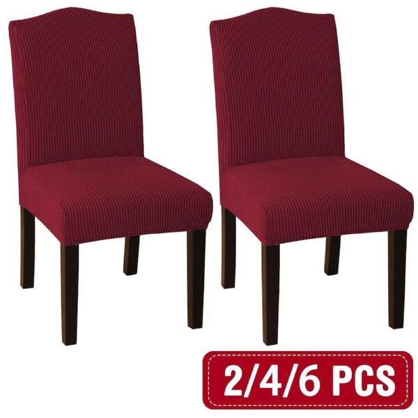 Dining Chair Covers Stretch Jacquard Parson Chair Slip Covers Washable 2/4/6 PCS 2 PCS / Burgundy Red