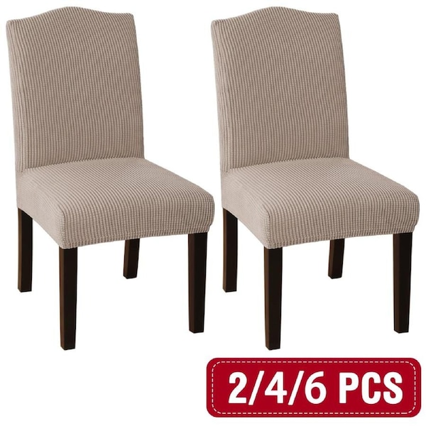Dining Chair Covers Stretch Jacquard Parson Chair Slip Covers Washable 2/4/6 PCS 2 PCS / Sand