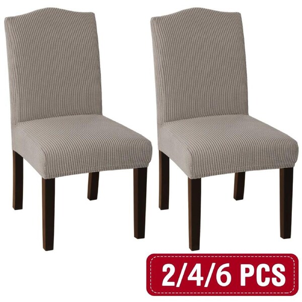 Dining Chair Covers Stretch Jacquard Parson Chair Slip Covers Washable 2/4/6 PCS 2 PCS / Taupe