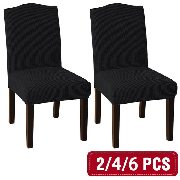 Dining Chair Covers Stretch Jacquard Parson Chair Slip Covers Washable 2/4/6 PCS 4 PCS / Black