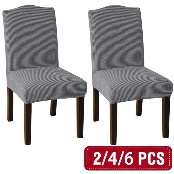 Dining Chair Covers Stretch Jacquard Parson Chair Slip Covers Washable 2/4/6 PCS 4 PCS / Grey