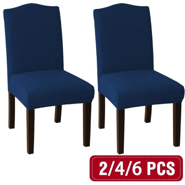 Dining Chair Covers Stretch Jacquard Parson Chair Slip Covers Washable 2/4/6 PCS 6 PCS / Navy