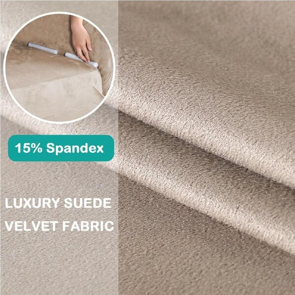 Water Repellent Stretch Suede Sofa Covers Couch Covers Slip Covers Soft Non Slip 2-Seater Sofa / Sand