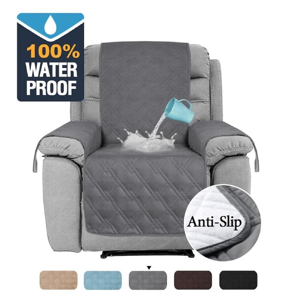 100% Waterproof Recliner Chair Cover with Non Slip Strap Slip Cover for Recliner Grey / Oversized