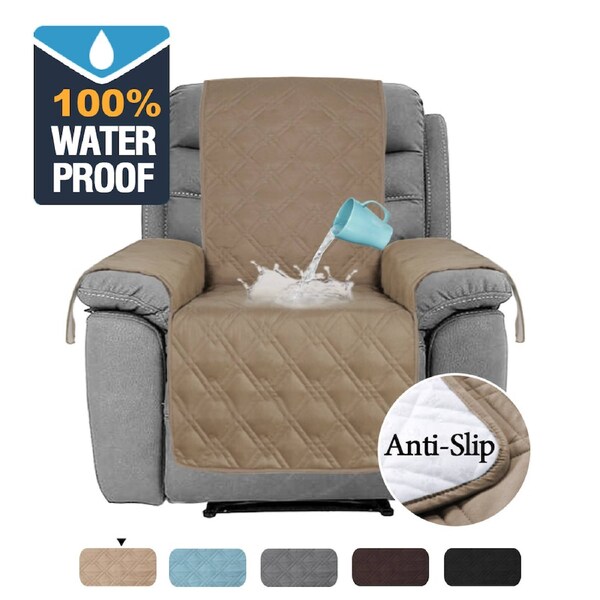 100% Waterproof Recliner Chair Cover with Non Slip Strap Slip Cover for Recliner Taupe / Oversized