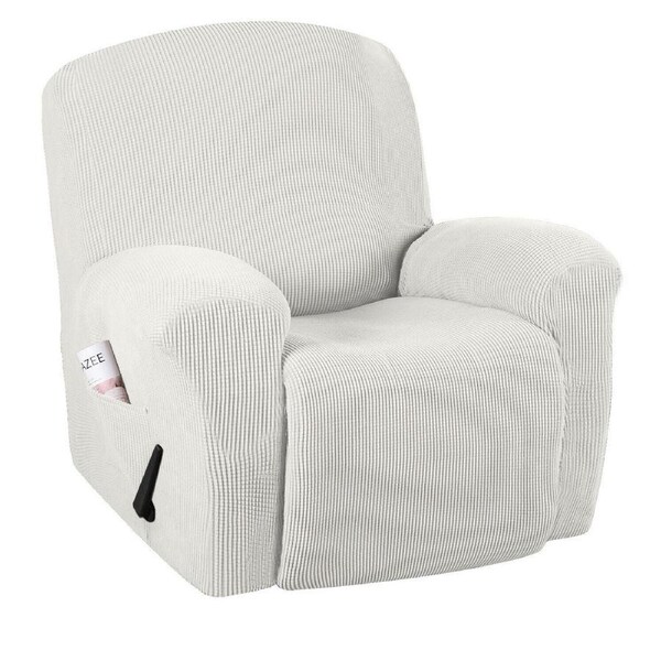 Stretch Recliner Cover 1-Piece Thick Soft Jacquard Recliner Chair Slip Cover Recliner / Ivory