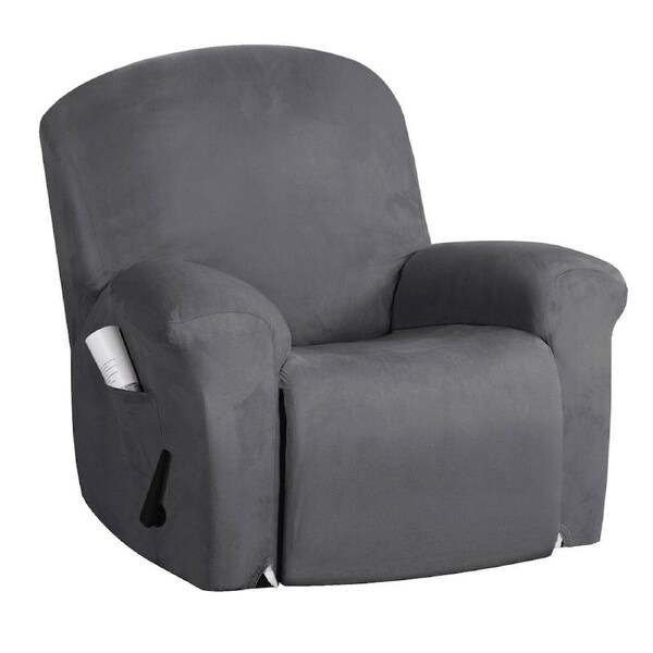 Recliner Cover Non Slip Stretch Suede Recliner Couch Covers Recliner Chair Cover Recliner / Grey
