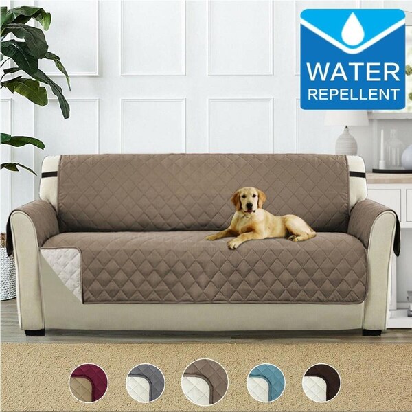 Couch Covers Sofa Covers Protector Sofa Slip Cover Non Slip Strap for Pets,Taupe Taupe/Beige / Three Seater - 190cm x 279cm