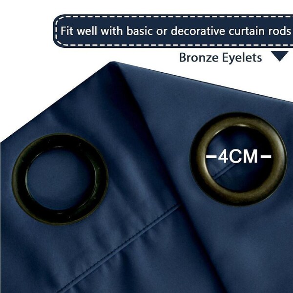 Double Wide Blockout Curtains Large Blackout Curtain Draperies Room Divider Navy Blue / 2 Panels: W254cm x D213cm