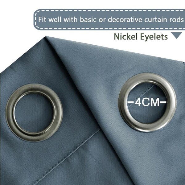 Double Wide Blockout Curtains Large Blackout Curtain Draperies Room Divider Stone Blue / 1 Panel: W254cm x D243cm