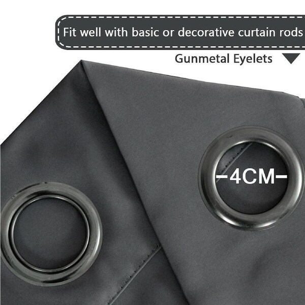 Double Wide Blockout Curtains Large Blackout Curtain Draperies Room Divider Grey / 2 Panels: W254cm x D243cm