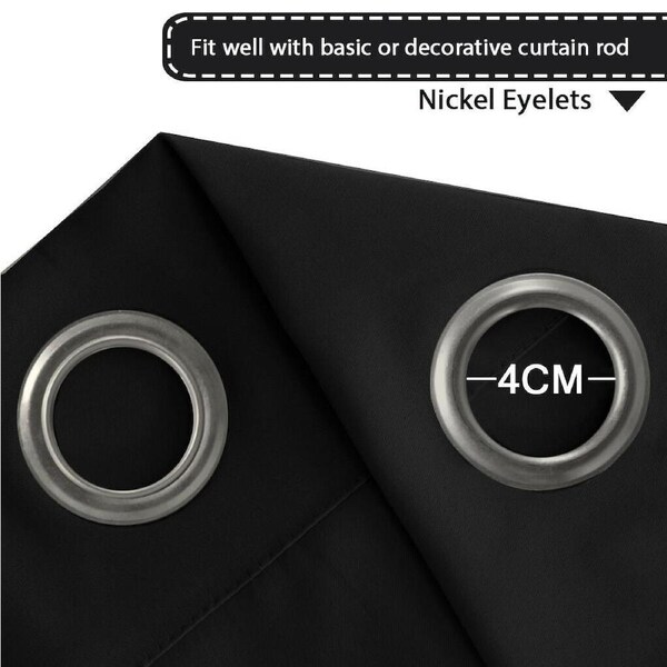 Double Wide Blockout Curtains Large Blackout Curtain Draperies Room Divider Black / 1 Panel: W254cm x D213cm