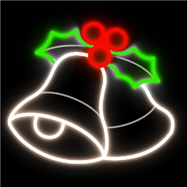 Christmas Bells & Holly 70cm Rope Light Motif