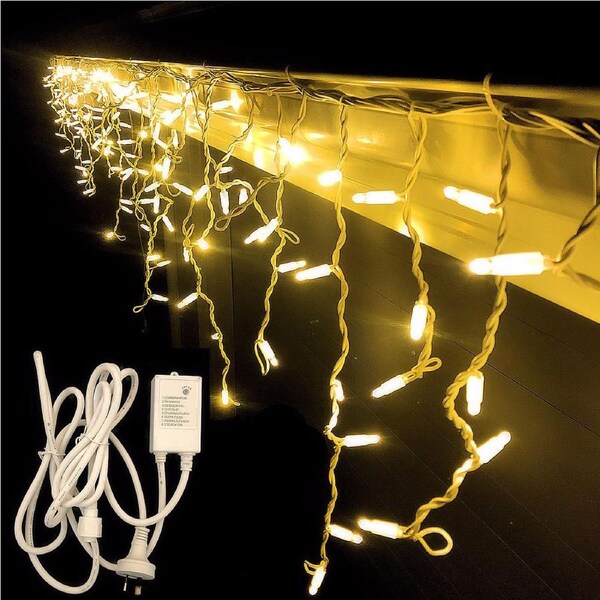 Christmas Complete Icicle Lights WARM WHITE 4.8m